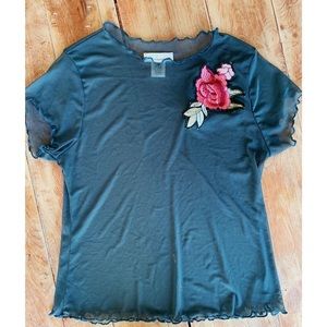 Sheer Turquoise Patched Blouse size XS